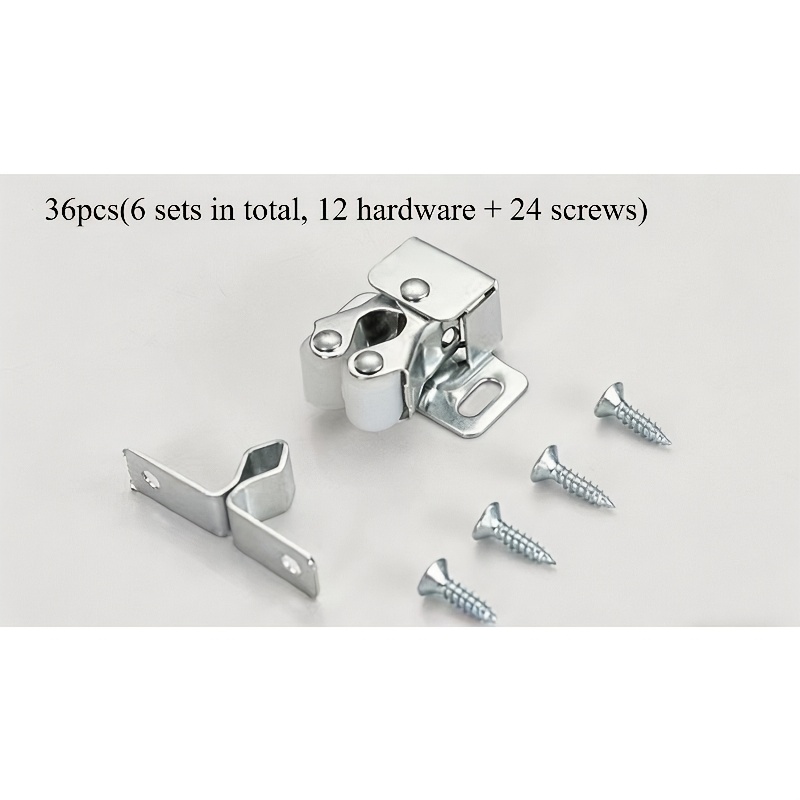 TEMU 36pcs (6 Sets In Total, 12 Hardware + 24 Screws) Cabinet Lock Roller Lock Hardware Set For Cabinets, Wardrobes, Door Latches And Hinges, Vintage