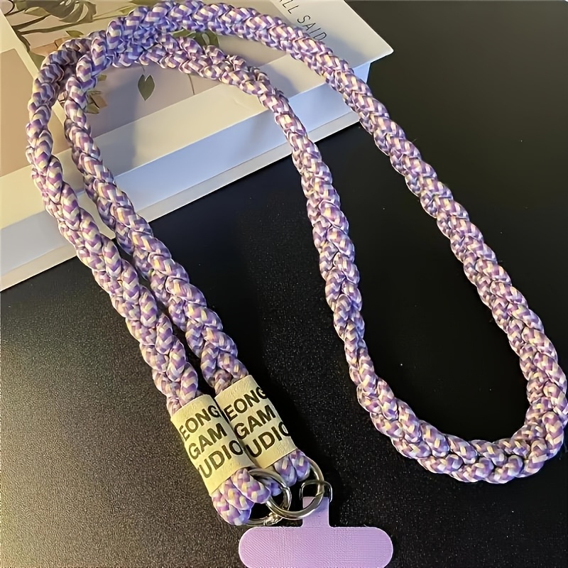 TEMU Lanière de Téléphone Portable Tendance, Sangle d'Épaule Tressée à Trois Créative, Lanière Longue en Nylon Durable avec Boucle Réglable pour un