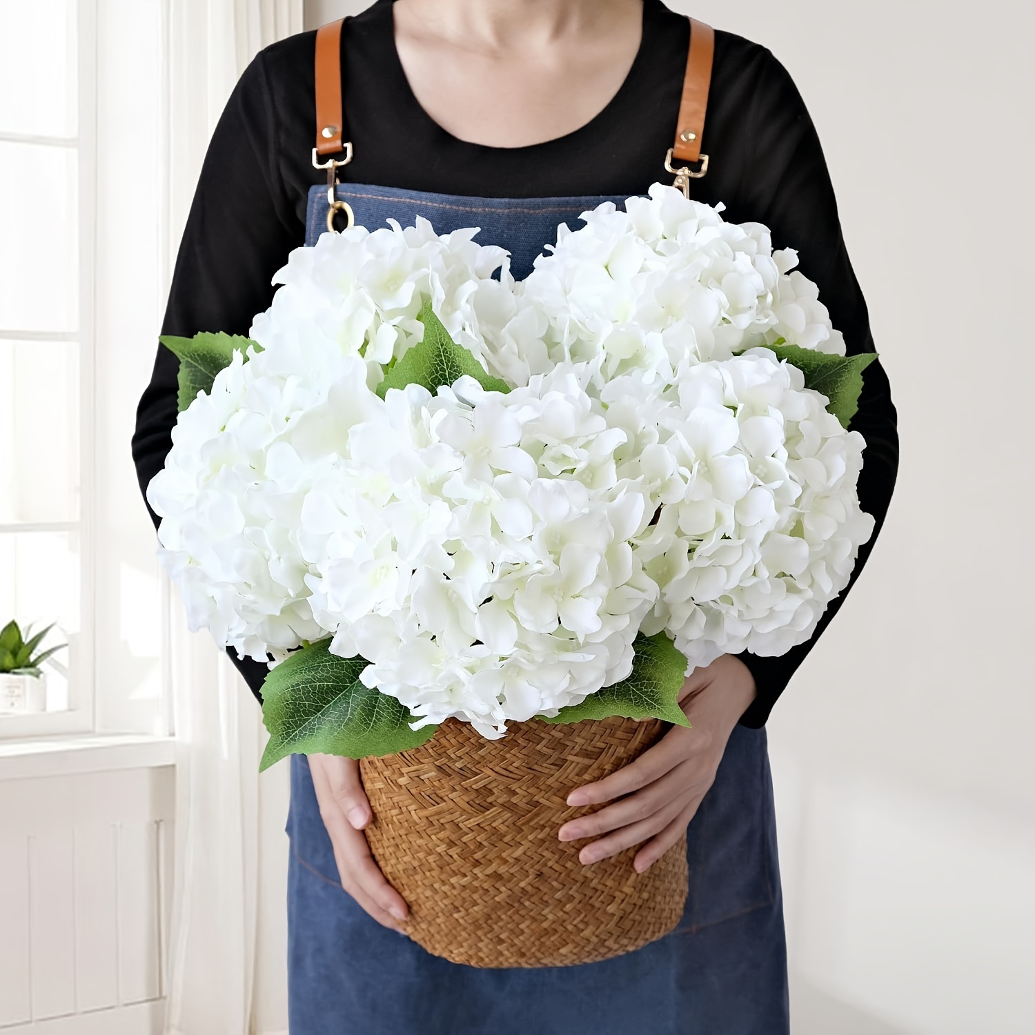 

de 7 Pièces de Hortensias en Soie Réalistes - Grandes Fleurs Artificielles Bouquets, Centres de Table & Décoration de