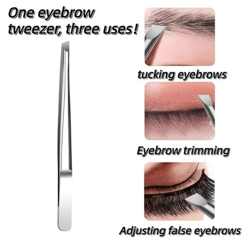 high quality stainless steel eyebrow tweezers slant tip facial hair removal tweezers for eyebrows and beard facial grooming tool
