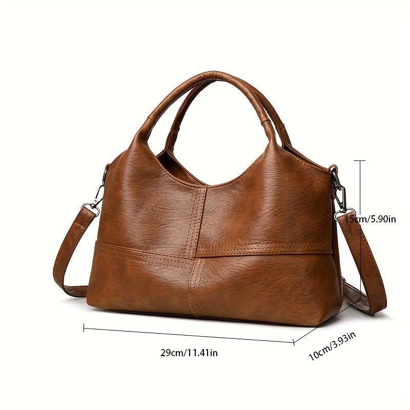 Vintage Soft Women'S Crossbody Handbag - Stylish Stitched Decoration, Designed for Both Hand-Held And Crossbody Use, a Spacious And Versatile Item for Commuting And Leisure, an Essential Bag for Elegant Women