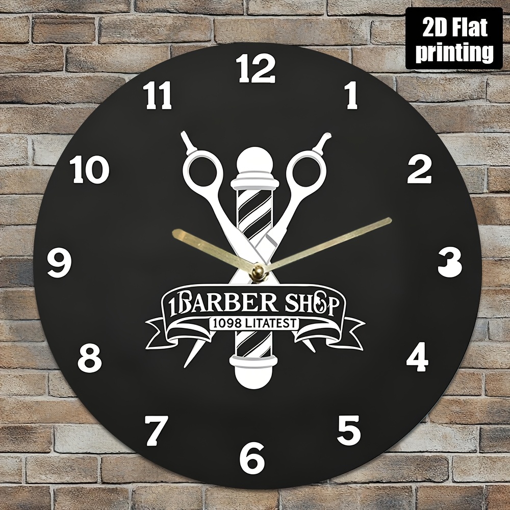 TEMU 1pc Shop Wall Clock - Silent Non-ticking, Black And Design, Suitable For Home, Office, Salon, Barber Shop Decor - Perfect Christmas Or Halloween