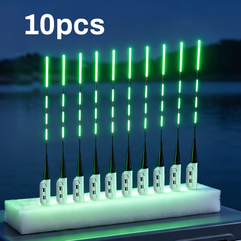 TEMU 10-pack Bite-activated Color Changing Rod Tip Glow Lights, Visible Night Fishing Small Tackle Indicators, Without Battery