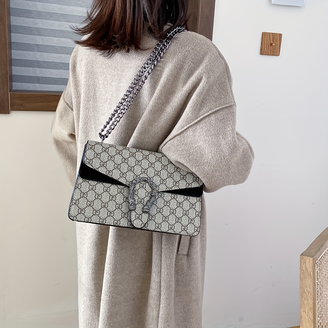 classic pu leather shoulder bag retro versatile chain crossbody bag luxury flap purse for women details 8