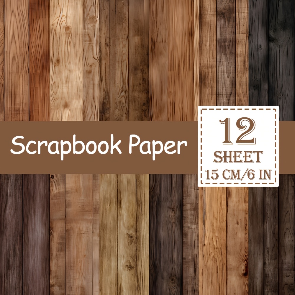 

12 Sheets, Panalisa Retro Paper Pad 6x6 Inch, Board&wooden Texture Pattern, Single-side Paper For Journal, , Gift Wrapping, Background Paper&spring Decor