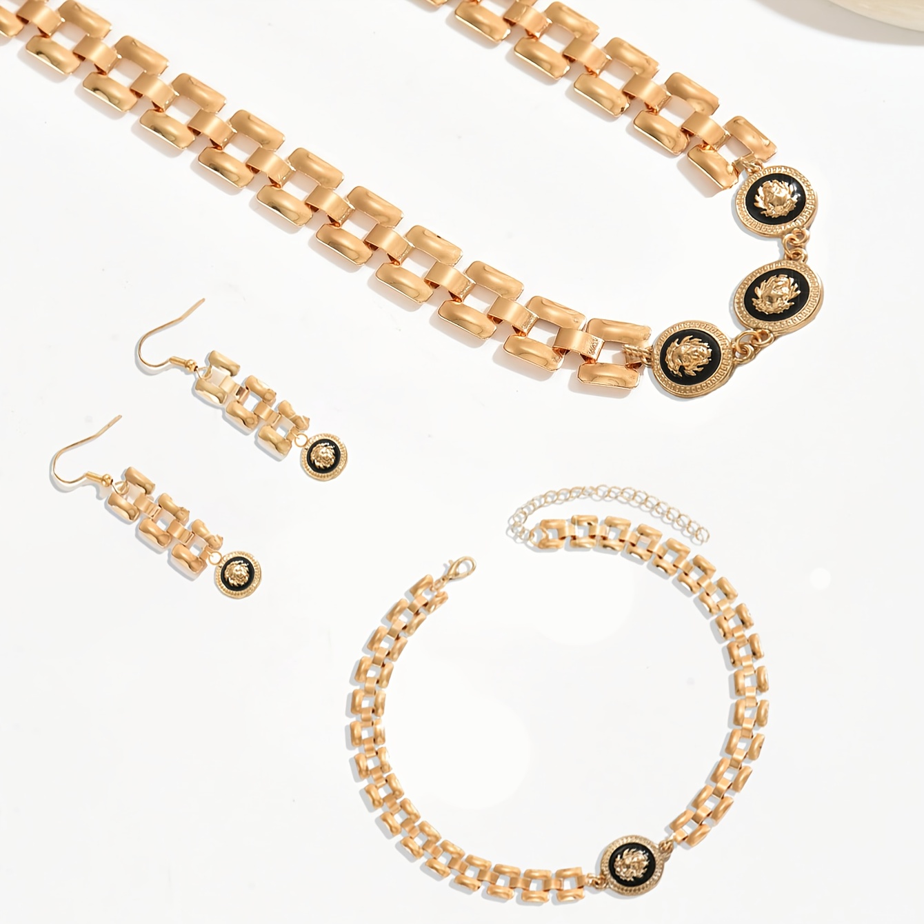 Creative Casual Trendy Geometric Round Necklace & Bracelet Set