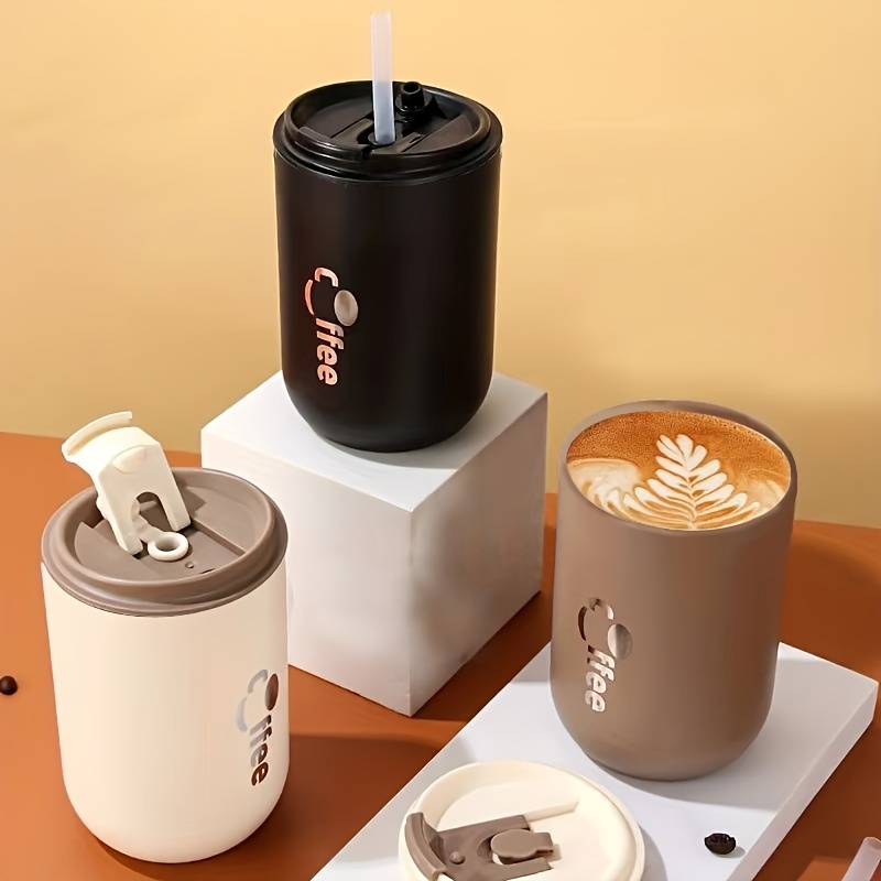 

1pc 500ml/16.9oz Coffee Mug With Straw And Lid, Portable Water Cup, Gift For Family And Friends