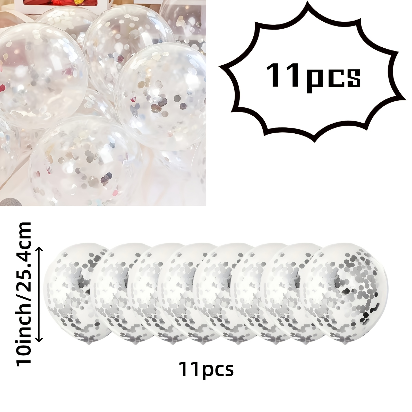 TEMU 11 Silvery Glitter Balloons, Birthday Balloons, Party Supplies, Weddings, Engagement Decorations, Princess Decorations, Celebrations, Holiday