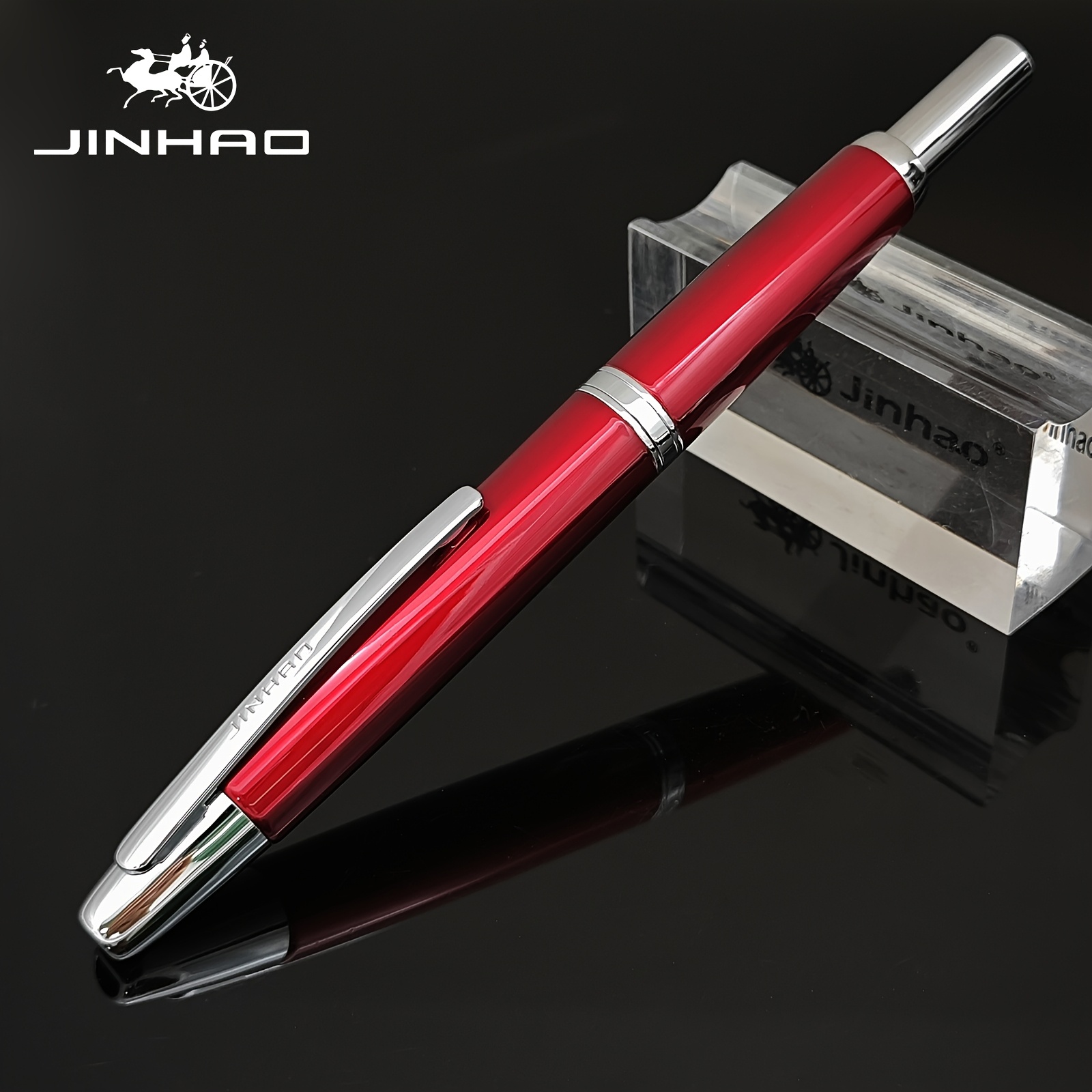 

1pc Jinhao Ergonomic Metal Fountain Pen, Retractable Nib, With Ink Converter, Press-out Design, For Smooth