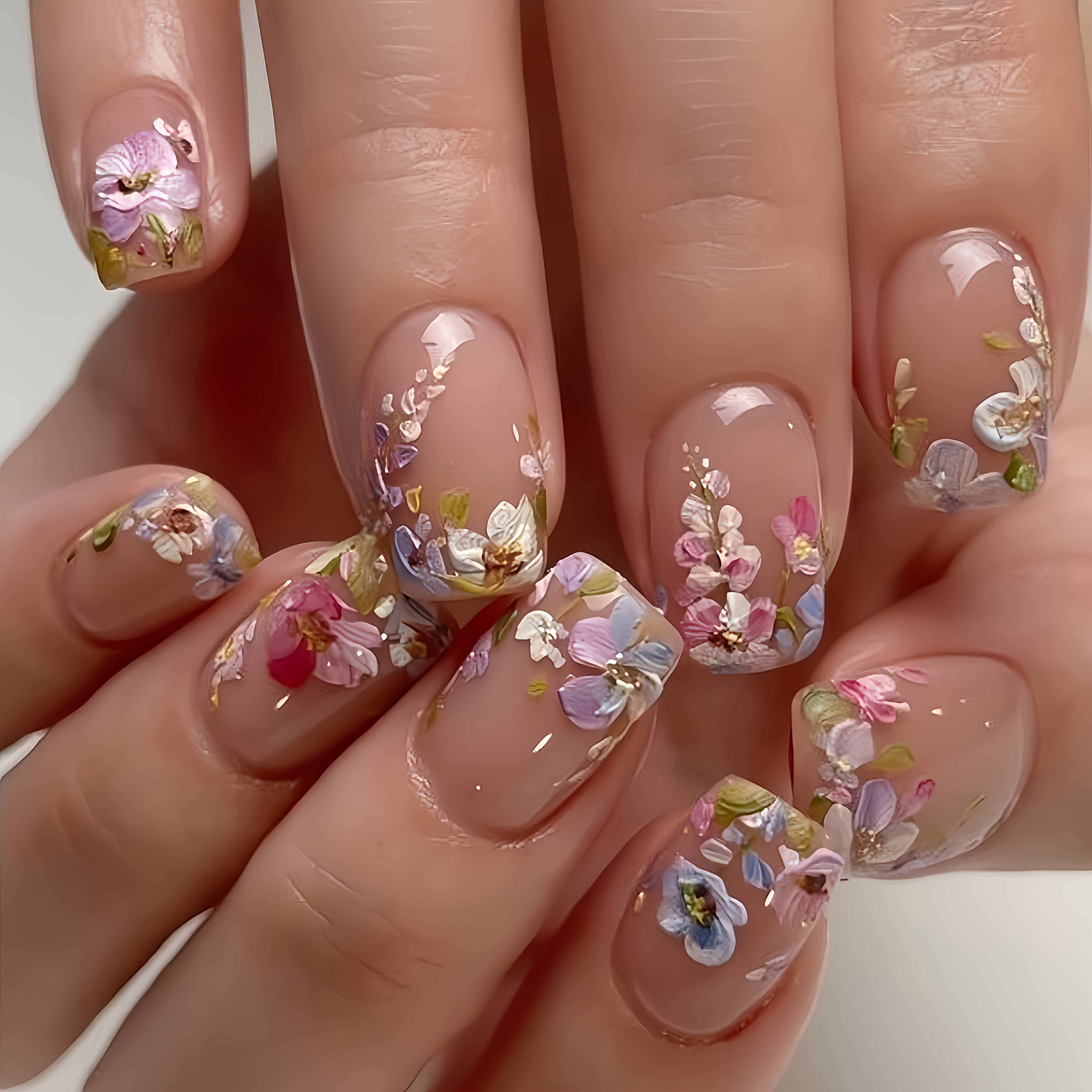 TEMU 24pcs 3d Embossed Floral Pattern Press-on Nails Removable Fake Nails Floral Ombre Nails Artificial Nails Mechanical Nails Suitable For Holidays,