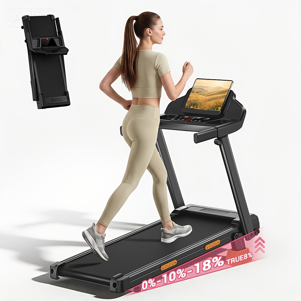 18% Incline 4-in-1 Folding Treadmill, 350 Lbs Capacity, Handle, For Home Office, Without Battery