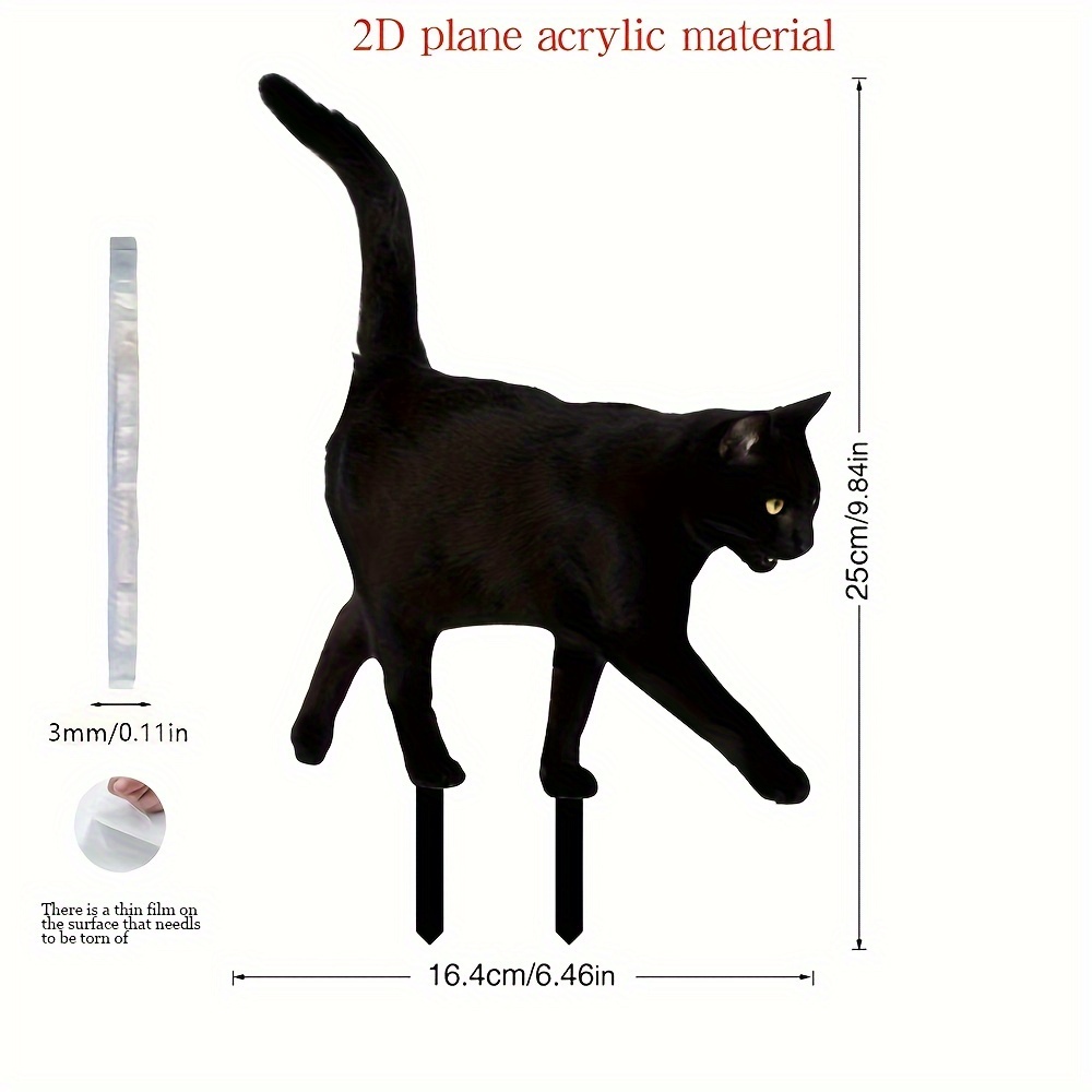 

Whimsical Cat Garden Stake - Acrylic Outdoor Decor For Lawn, Patio & Yard