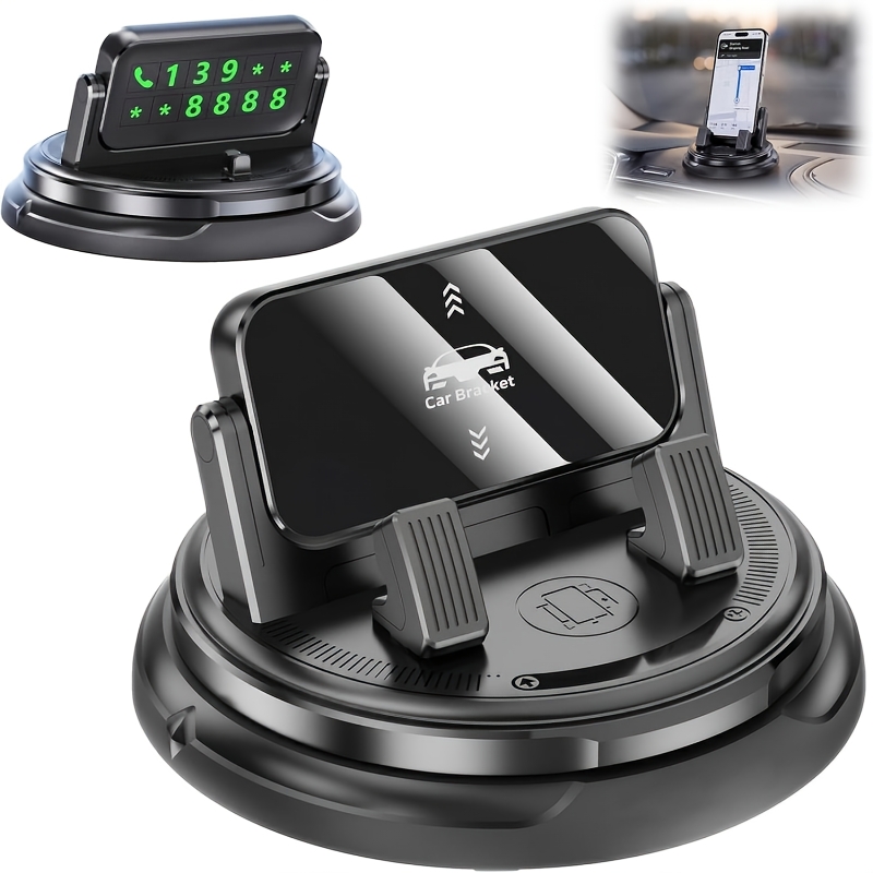 TEMU 360 Degree Rotatable Car Phone Holder, Dashboard Phone Mount With Telephone Number Sticker, Adjustable Universal Car Phone Mount For Smartphones