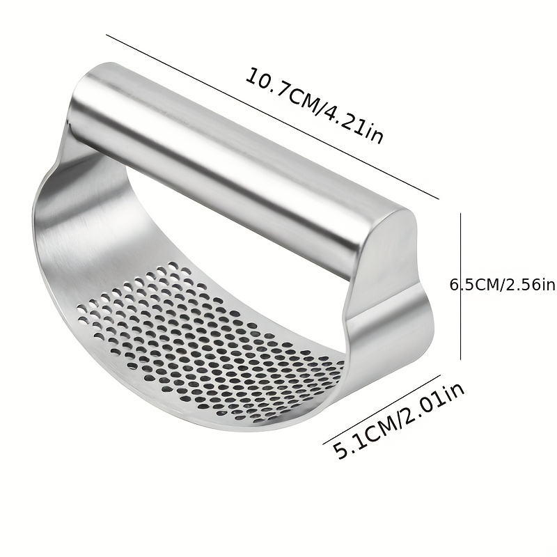 TEMU Stainless Steel Garlic Press - Manual Handheld Crusher With Ergonomic Handle, For Effortless Garlic Cloves, Durable Rust-resistant Easy-clean