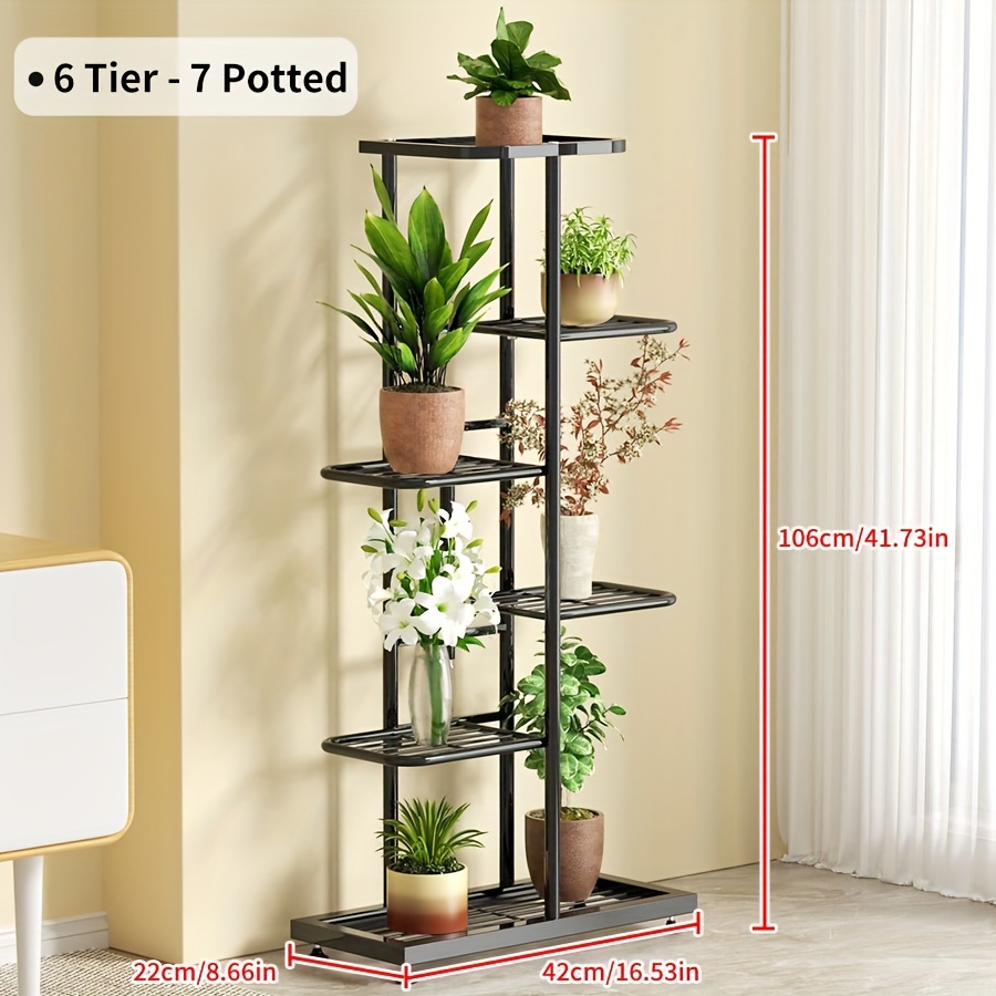 TEMU Étagère à fleurs, support à plantes en fer, étagère à fleurs 4/5/6/7/8 niveaux pour salon, chambre, bureau, cour, étagère de rangement au