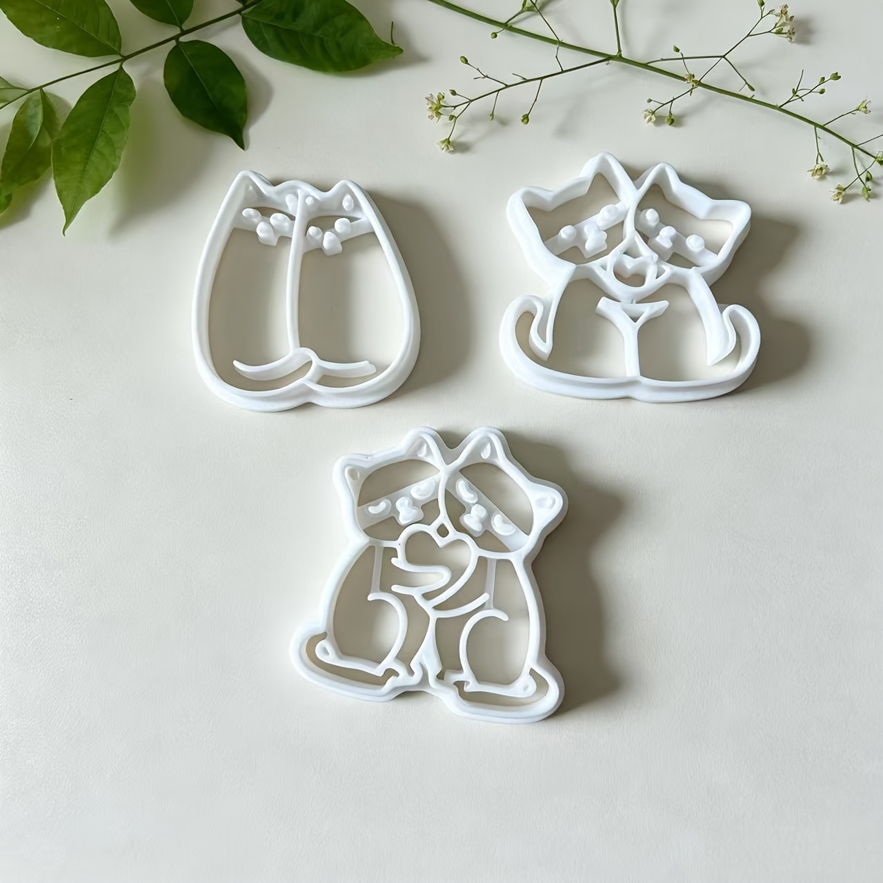 TEMU Set di 3 stampi per argilla a forma di gattino , stampi per argilla polimerica per realizzare ciondoli e orecchini a forma di animale di ,