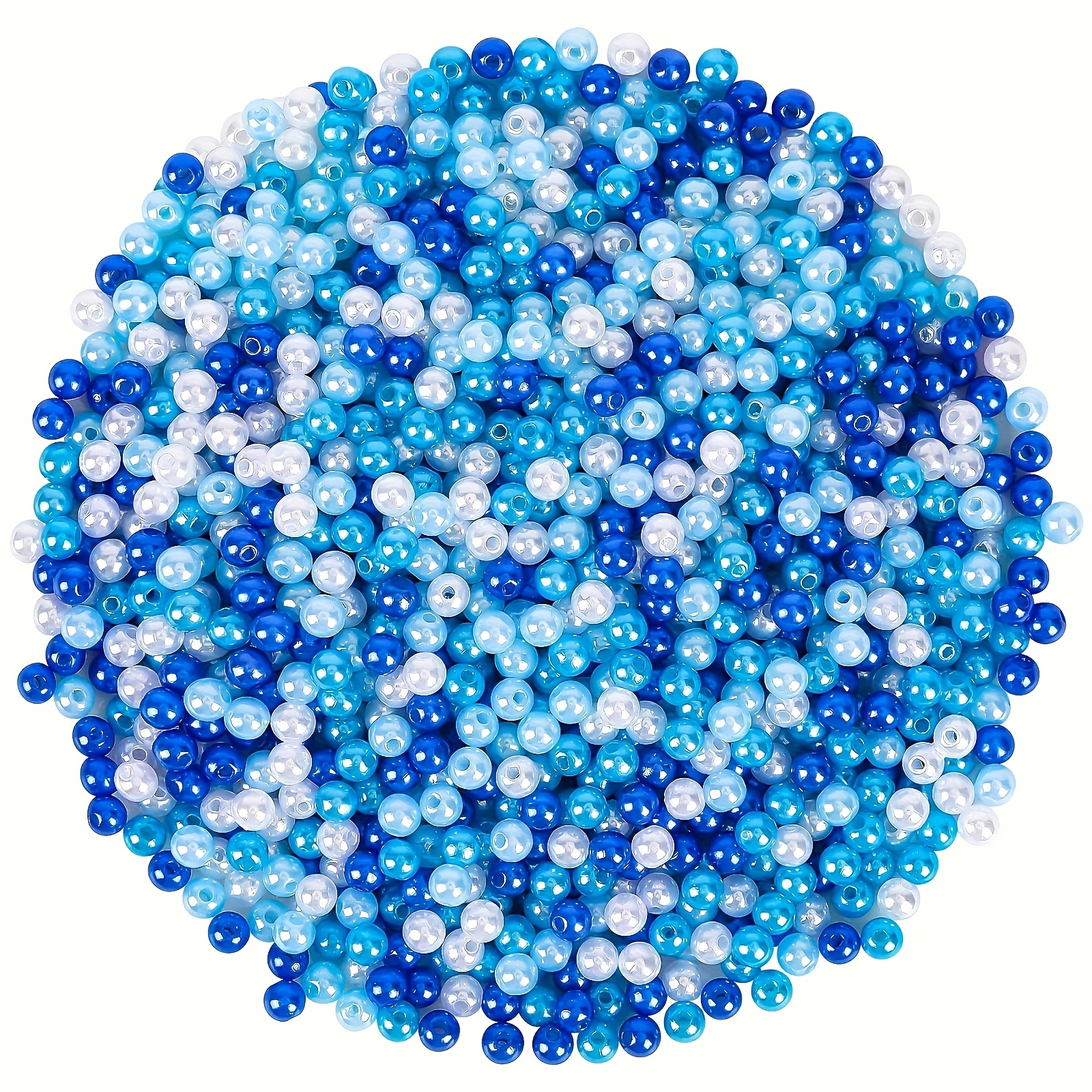 Image of Elegant Blue And White Round Beads, 6mm, 495pcs, Suitable For Jewelry Making, Crafts, Necklaces, Bracelets, Earrings, And Festive Party Vase Decorations