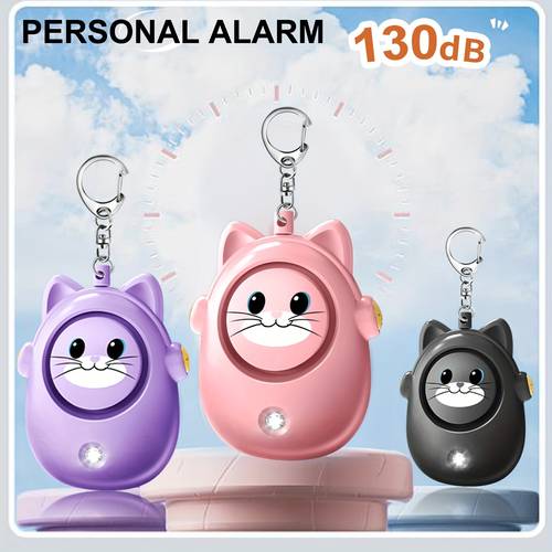 item picture 1pc personal safety alarm for women 130 db loud self siren with led strobe light safe device alarms for women elderly