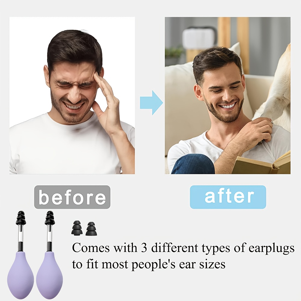1 Device Xunhaoo Portable Ear Pressure Tool with 3 Sizes Soft Earplugs Suitable for Migraine, Tension Headache & Tinnitus - Travel-Friendly Earplug Massager Device