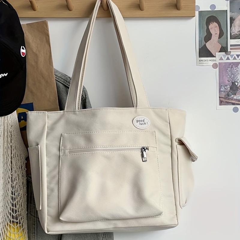 TEMU Original Multi- Zipper Commuter Thickened Mom Outing Bag Tote Casual Literary Student Handbag