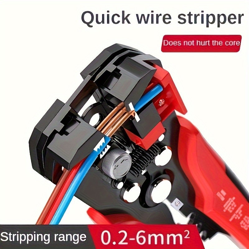 

Professional Electrician's Automatic Wire Stripper And Cutter - Durable Carbon Steel, Anti-slip Grip, Rust-resistant, 24-10 Awg/0.2-6mm² Range For Home Improvement, Electronics & Auto Repair