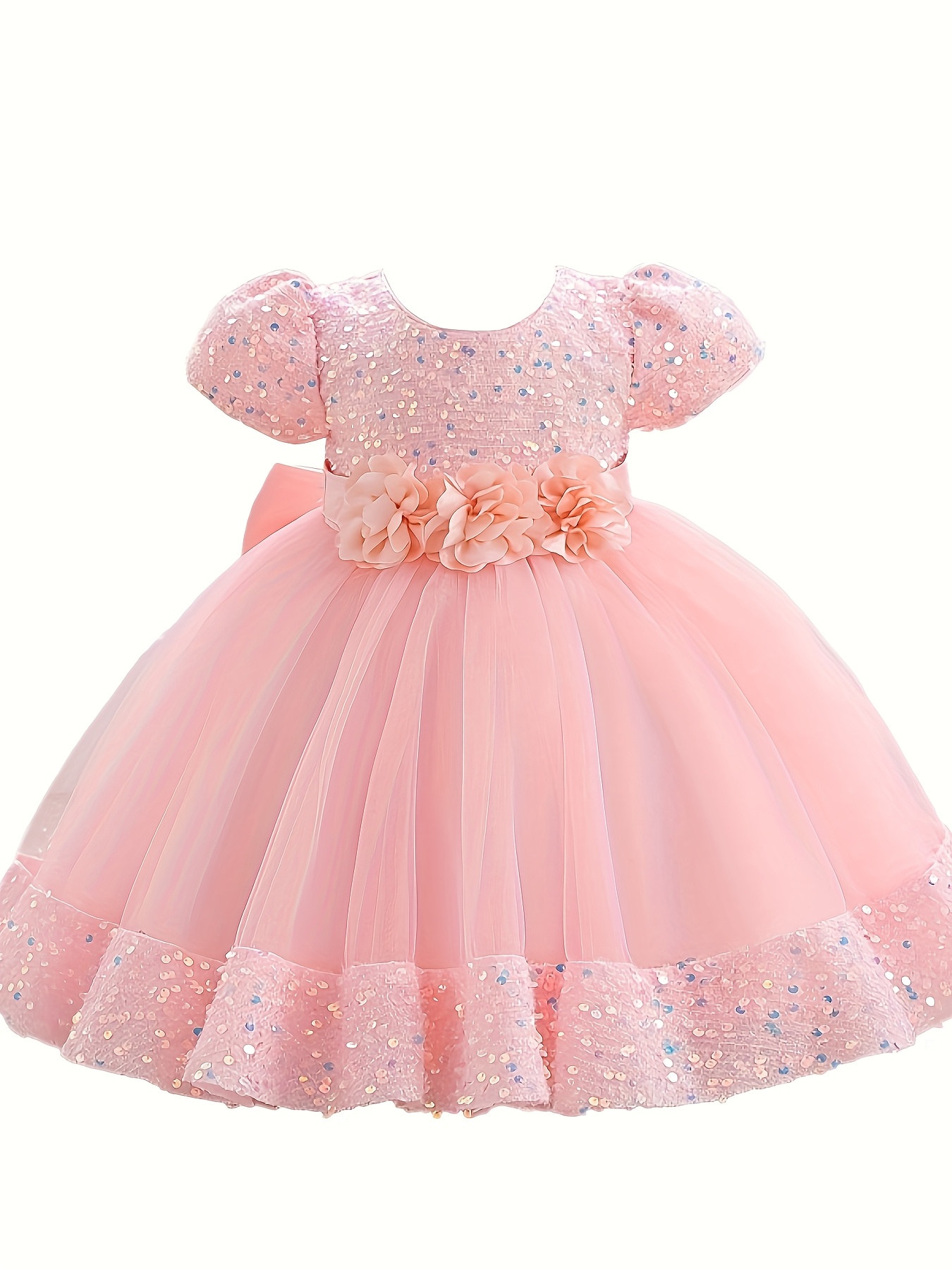 open lace back dress Girls Elegant Baptism Dress Girls Birthday Princess Dress  marryshe