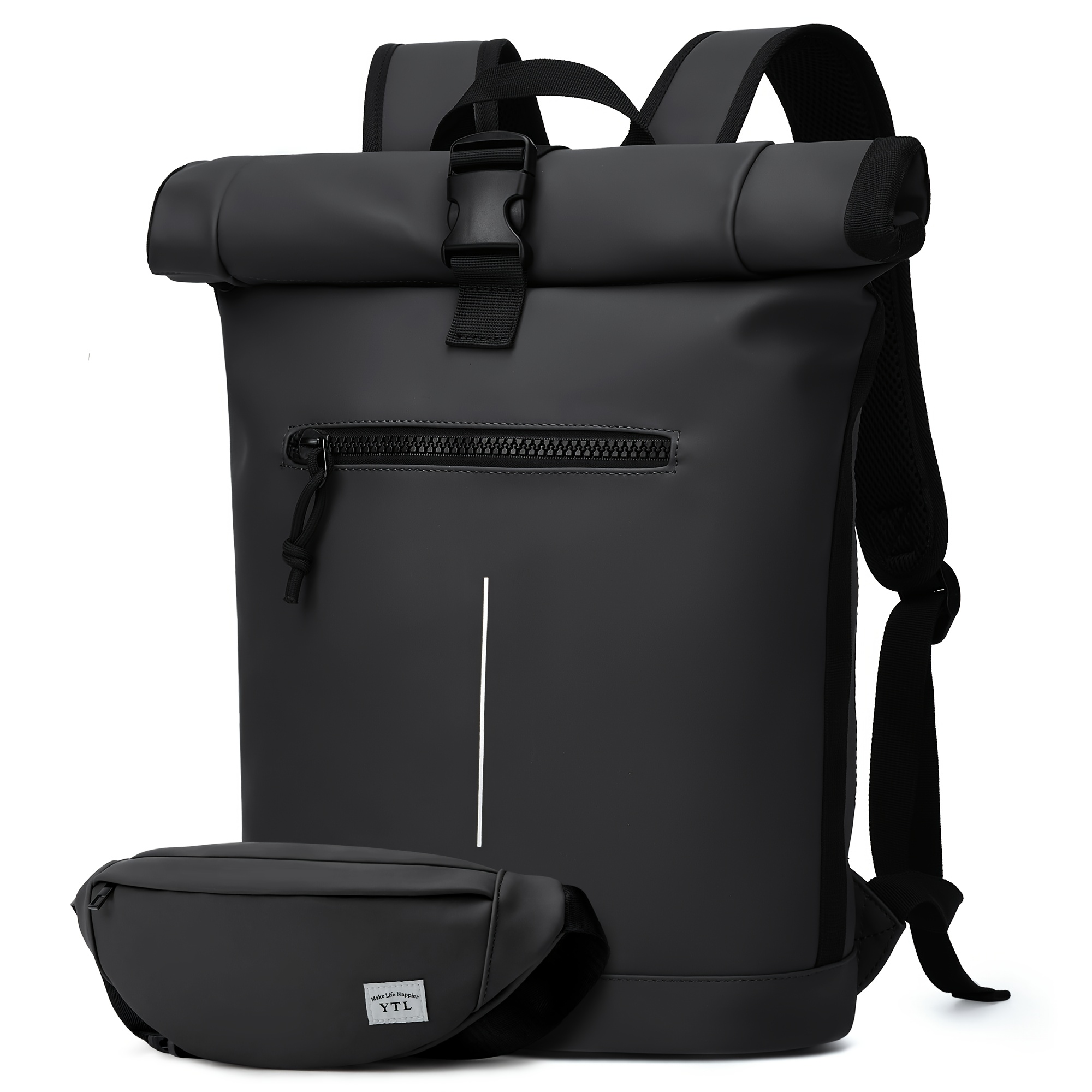 E-shop Rolltop Rucksack Groß Hochwertiger Laptop-Rucksack für Damen Herren 17-Zoll Schulrucksack Leichter Fahrradrucksack Diebstahlschutz Sportrucksack