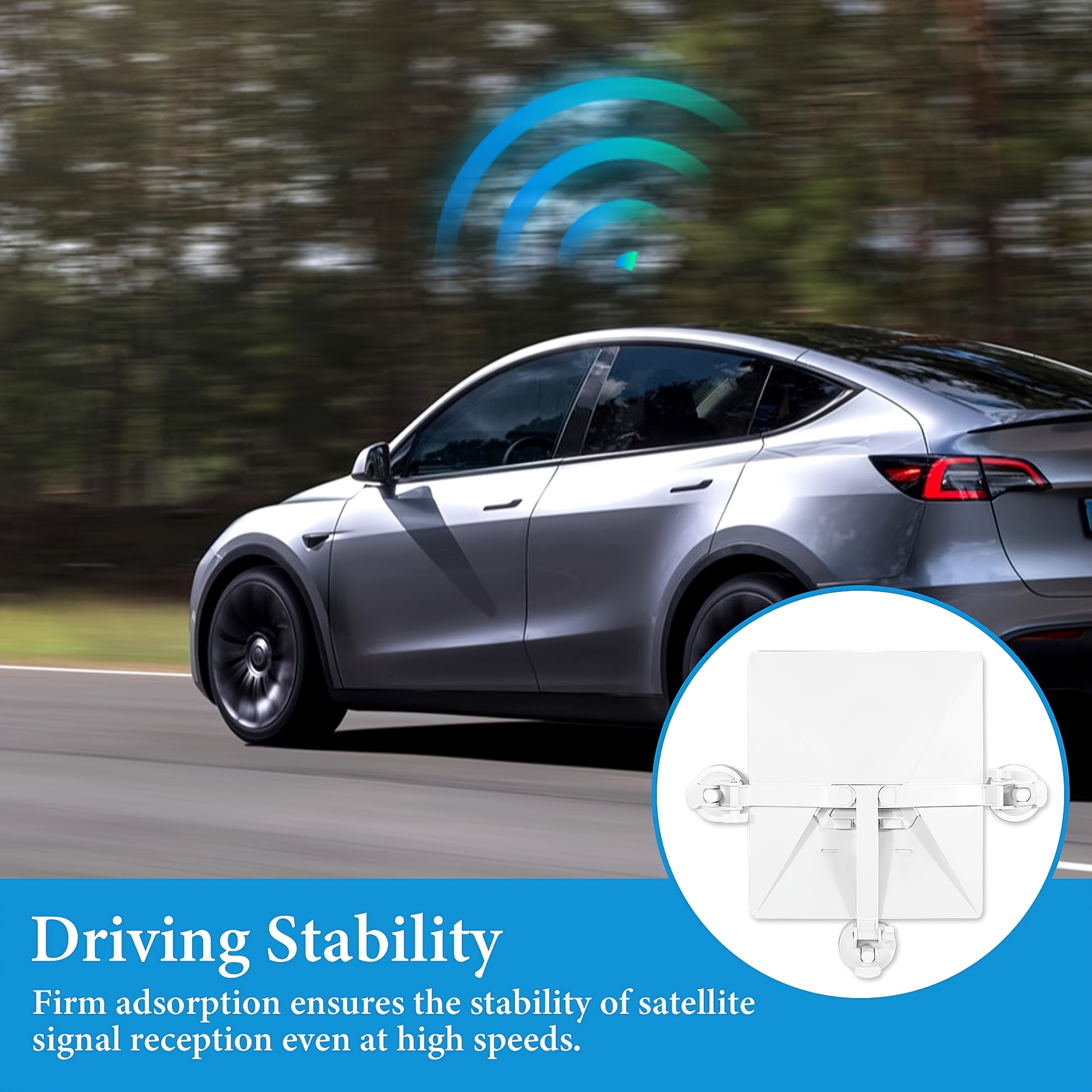 Support de voiture mini pliable Starlink exclusif et breveté avec ventouse, support à dégagement rapide pour toit ouvrant/toit lunaire pour vitre de voiture, camping-car, bateau, camion (noir et blanc)