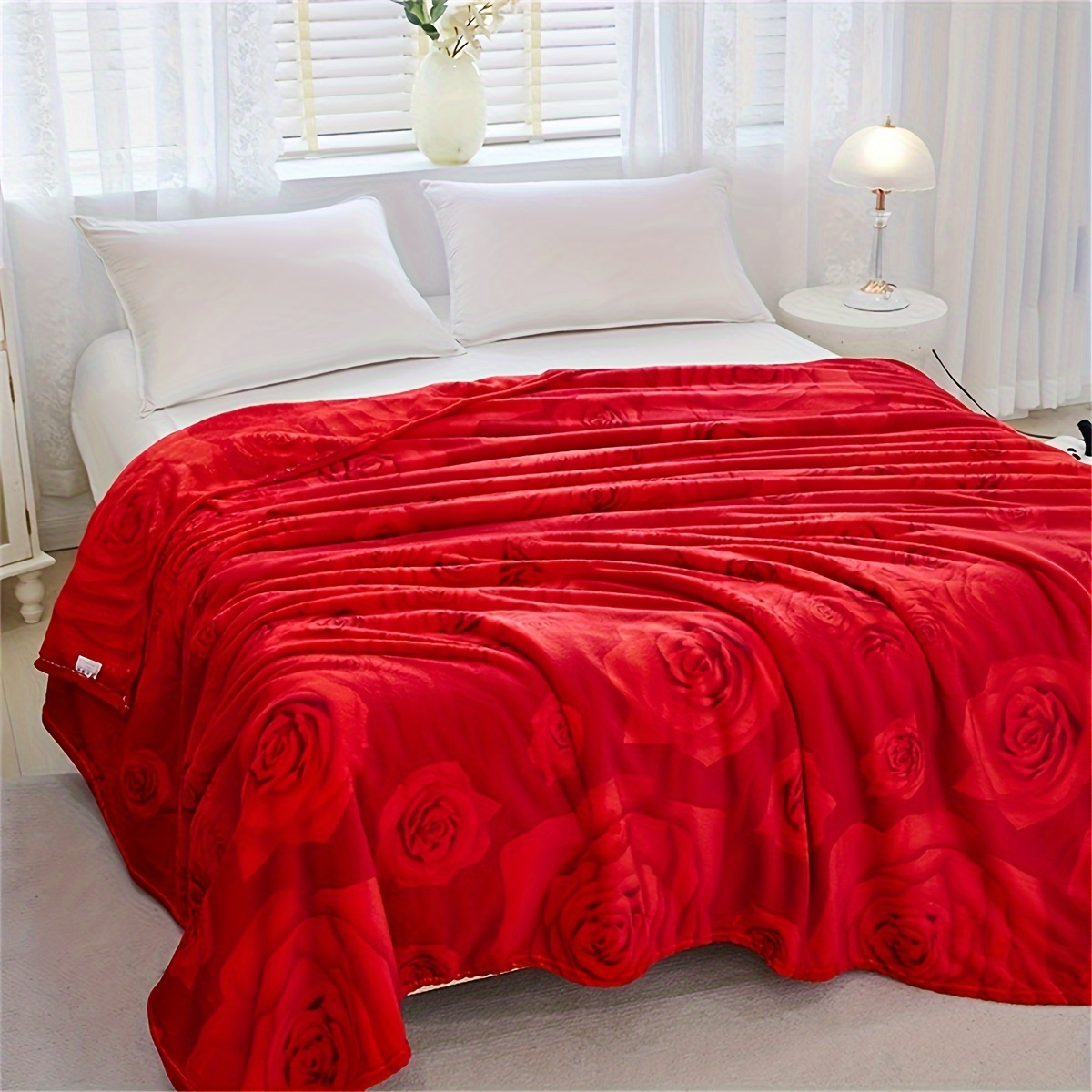 contemporary style soft warm knitted floral blanket with   design   multipurpose polyester bed blanket machine washable flower pattern with embellished features details 11