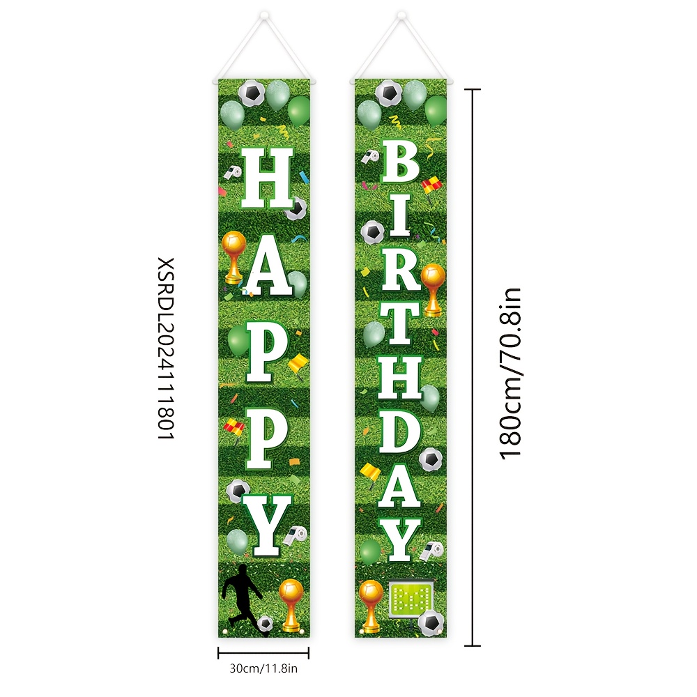 Image of Football-themed Happy Birthday Porch Banner Set, " X 11.8", Durable Polyester, Indoor/outdoor Use - Sports Fans
