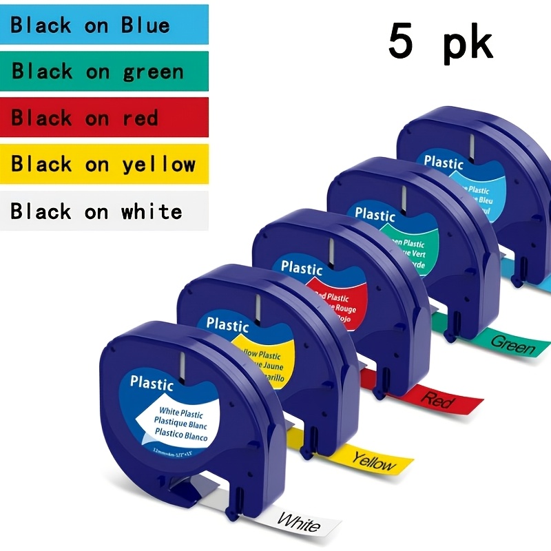 TEMU 5- Tape Compatible With Letratag 200b Refills, Colored | Includes White/blue/yellow/red/green, 91331 91332 91333 91334 91335, 1/2" X 13', Works