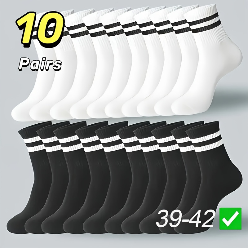 E-shop 10 Paar Unisex Socken in -Gestreift, passend für Damengrößen 36-39 Herrengrößen 39-42. Ideal für Freizeit Unterhaltung im Freien das perfekte