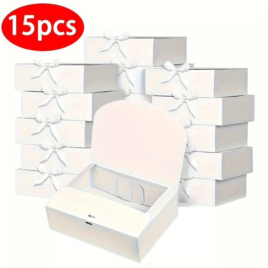 

15-pack Large Gift Boxes With Lids, Elegant White Packaging Boxes With Ribbon, Weddings, Birthdays, Parties, And Christmas