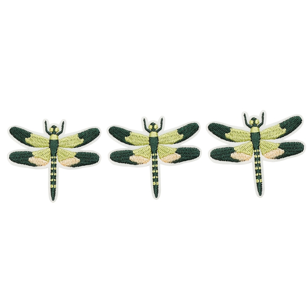 TEMU Lot de 3 pièces d'écussons brodés verte de 5,9x5,2 cm pour vêtements, sacs et chapeaux, appliques décoratives thermocollantes ou à coudre à