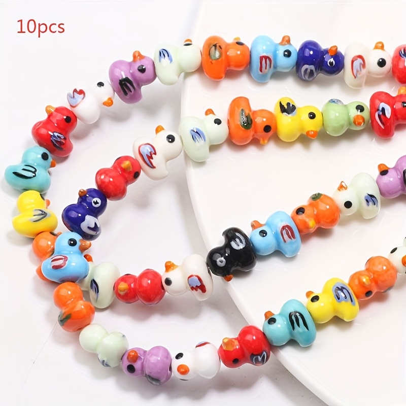 TEMU 10pcs Set Of Colorful Ceramic Beads, Creative Diy Handmade Beading Jewelry Supplies, Suitable For Making Necklaces, Bracelets, Keychains, And