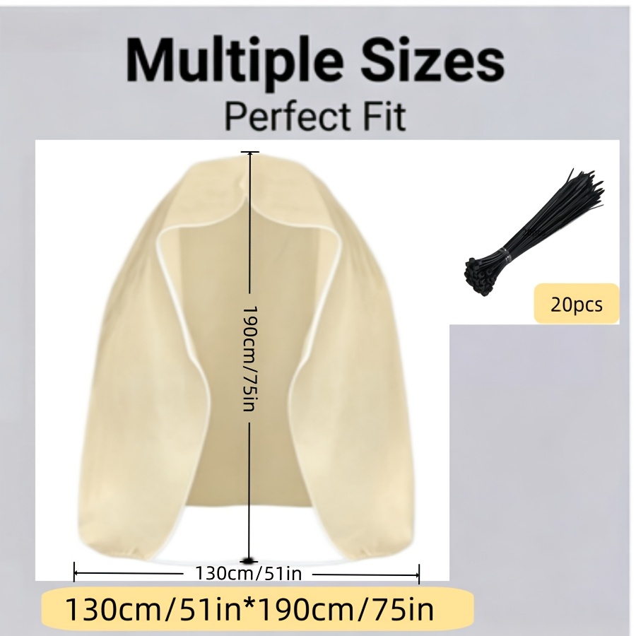 TEMU Extra Large Heavy-duty Thickened Plant Frost Protection Cover, Outdoor Winter Cold Insulation Blanket With Drawstring And Zipper Design,