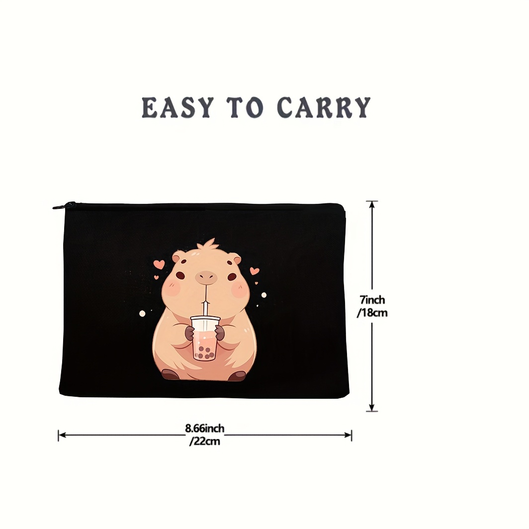 TEMU ., Niedliche Capybara Reisetasche - Schwarze Kosmetik- und Kulturtasche mit Reißverschluss, leicht und faltbar, perfektes Geschenk für Frauen,