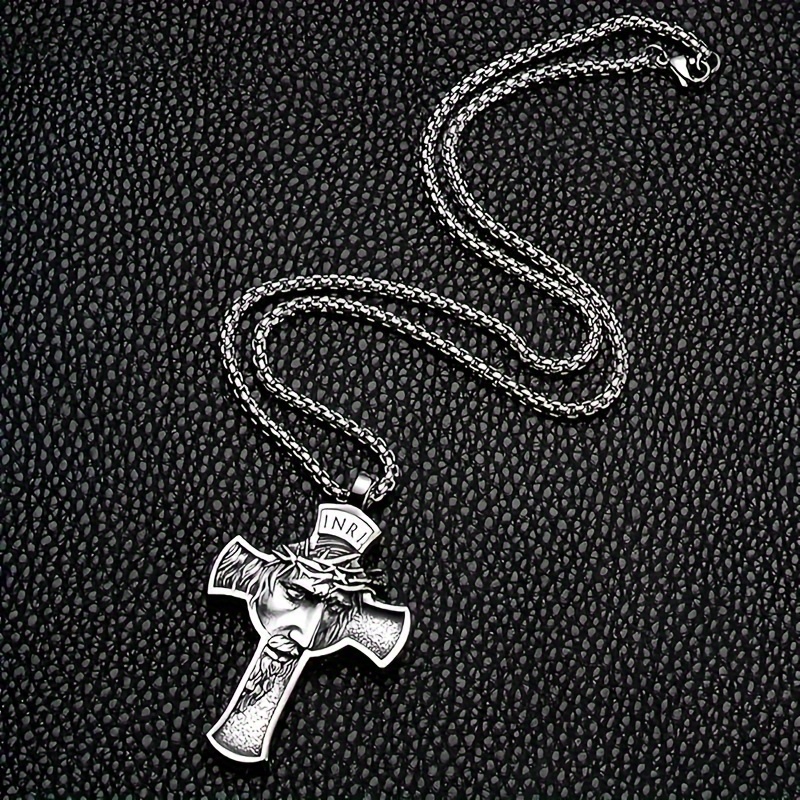      necklace cross pendant necklace with crown of thorns   details 4