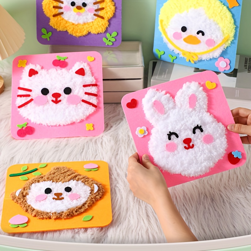 

Diy Animal Embroidery Craft Kits For Beginners, 1/4pcs Creative Cute String Art, Educational Artistic Room Decor Polyester Set, Plastic , Yellow, , Age 14+