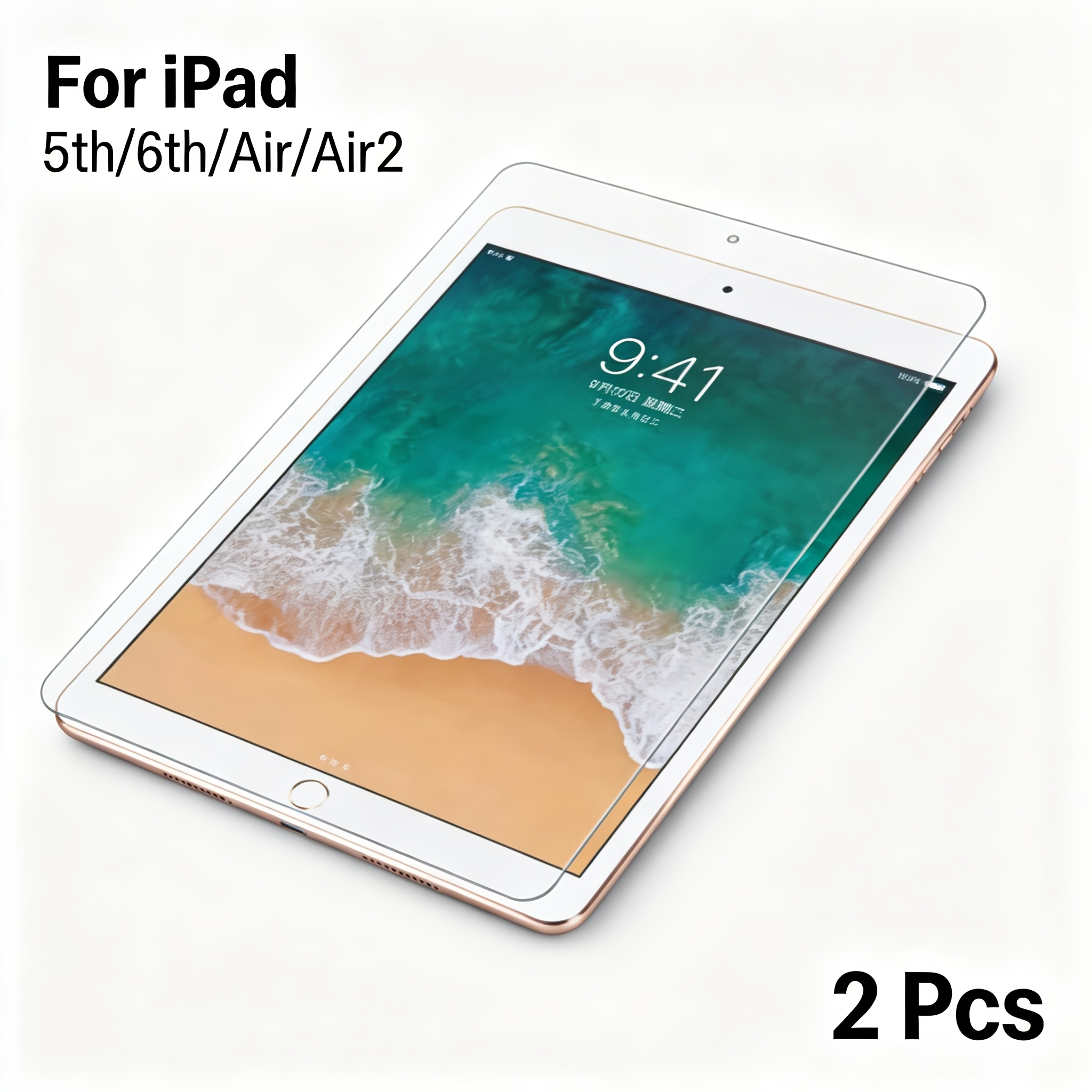 TEMU 2pcs Tempered Glass Screen Protector For Ipad Air 2, Compatible With Ipad 5/6/pro 9.7, Easy To Apply, Bubble-free, , Hd