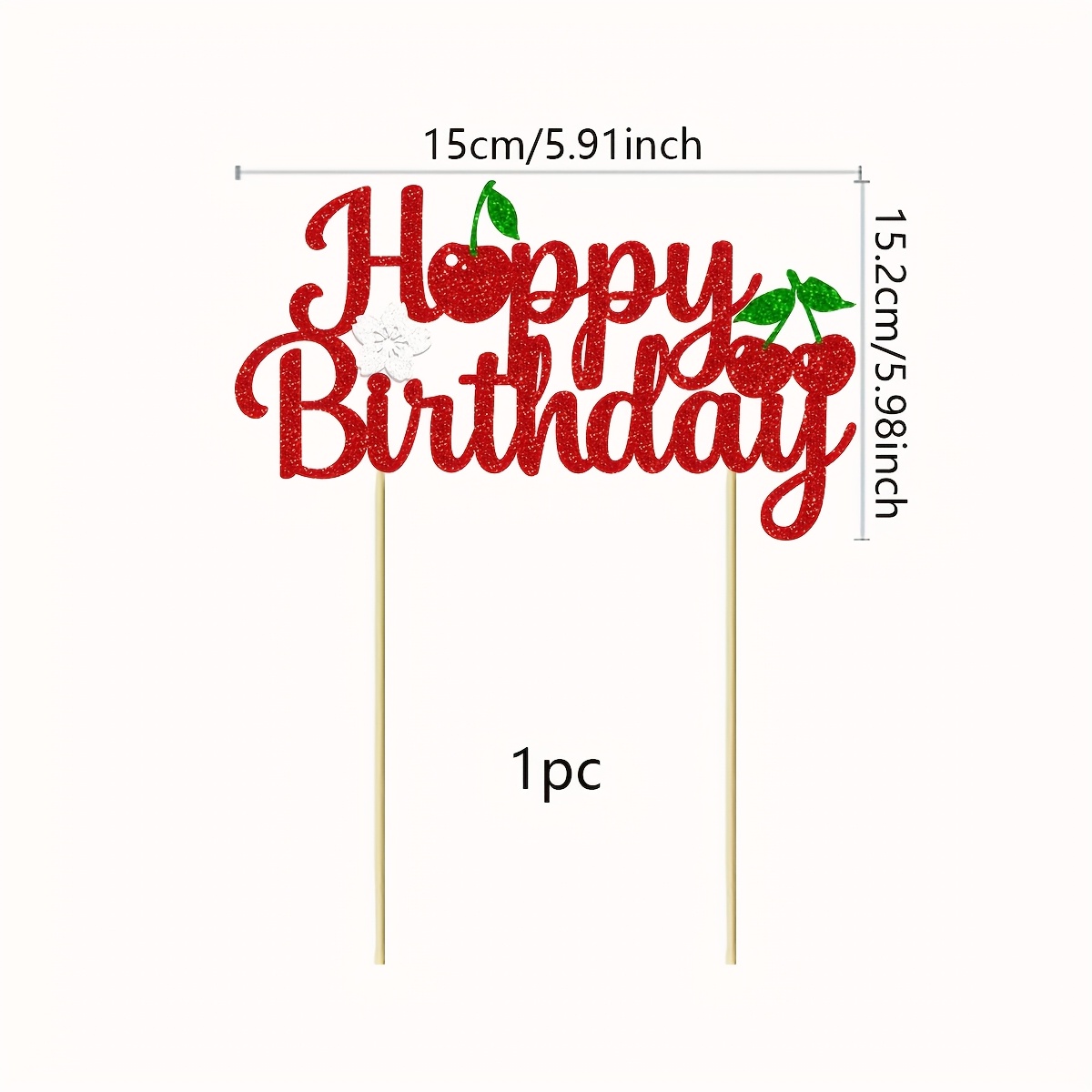 1pc Cherry Cake Topper Birthday Cake Topper Cherry Cake Decorations Cherry Birthday Decorations For Shower Themed Party, School, Halloween, Christmas