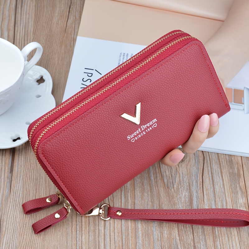 TEMU Porte-Monnaie pour Femmes, Portefeuille avec Double Fermeture Éclair et Multiples Fentes pour Cartes, Grande , Style Décontracté, Peinture de