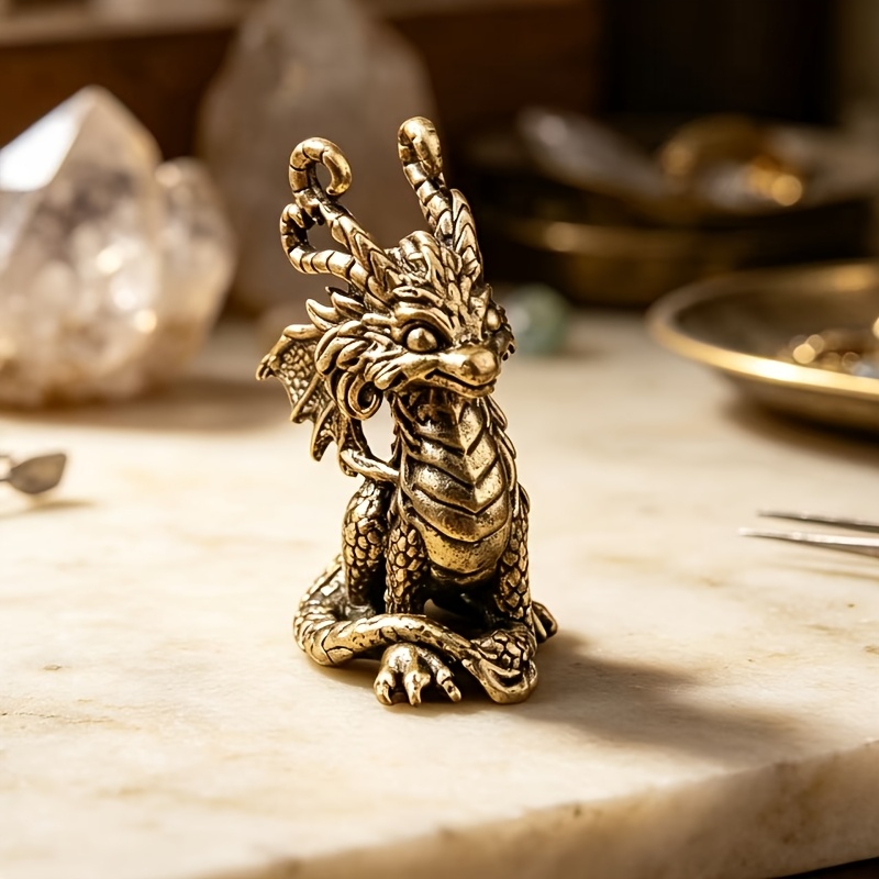 TEMU Statue de Roi Dragon , 1 pièce - Figurine d'Anime Rétro, Ornement de Bureau Adapté à la Décoration, Décoration d'Étagère, Cadeau pour &, Accent
