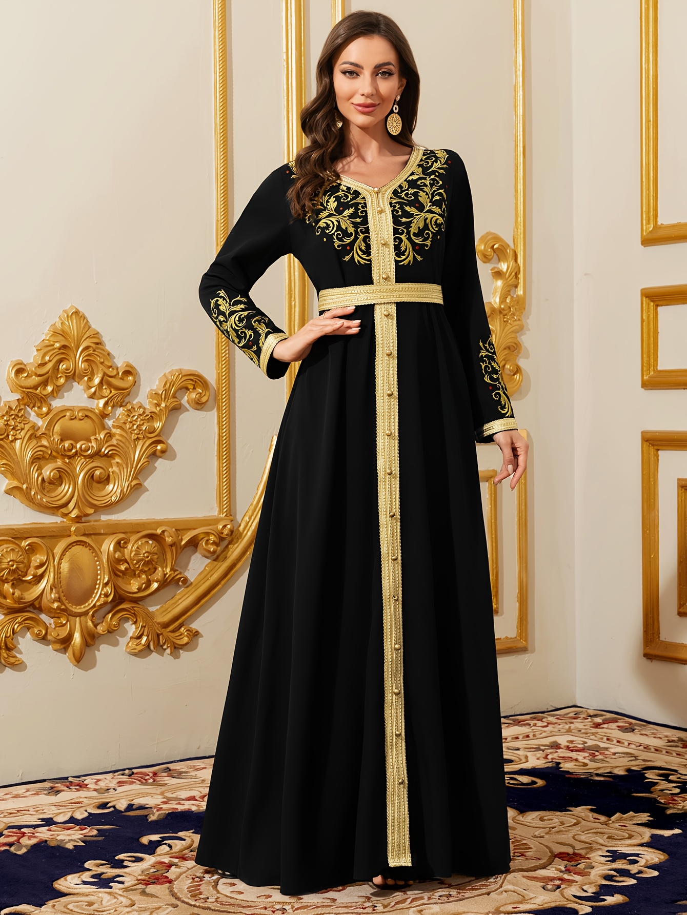 black and gold eid dress Embroidered Black & Gold Eid Suit Pakistani Salwar Suit Kameez Dress –  subhvastra