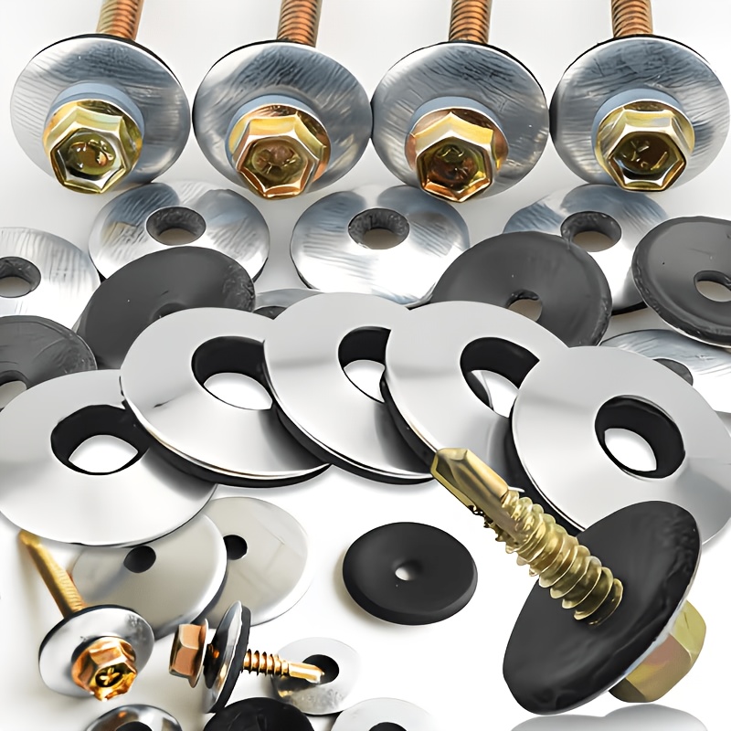 Image of 200pcs Hex Head Screws With Sealing Washers, , 4.8mm X 25mm, For Outdoor Use, Waterproof And Rustproof With Composite Washers + Hex Shank Drill Point Screws