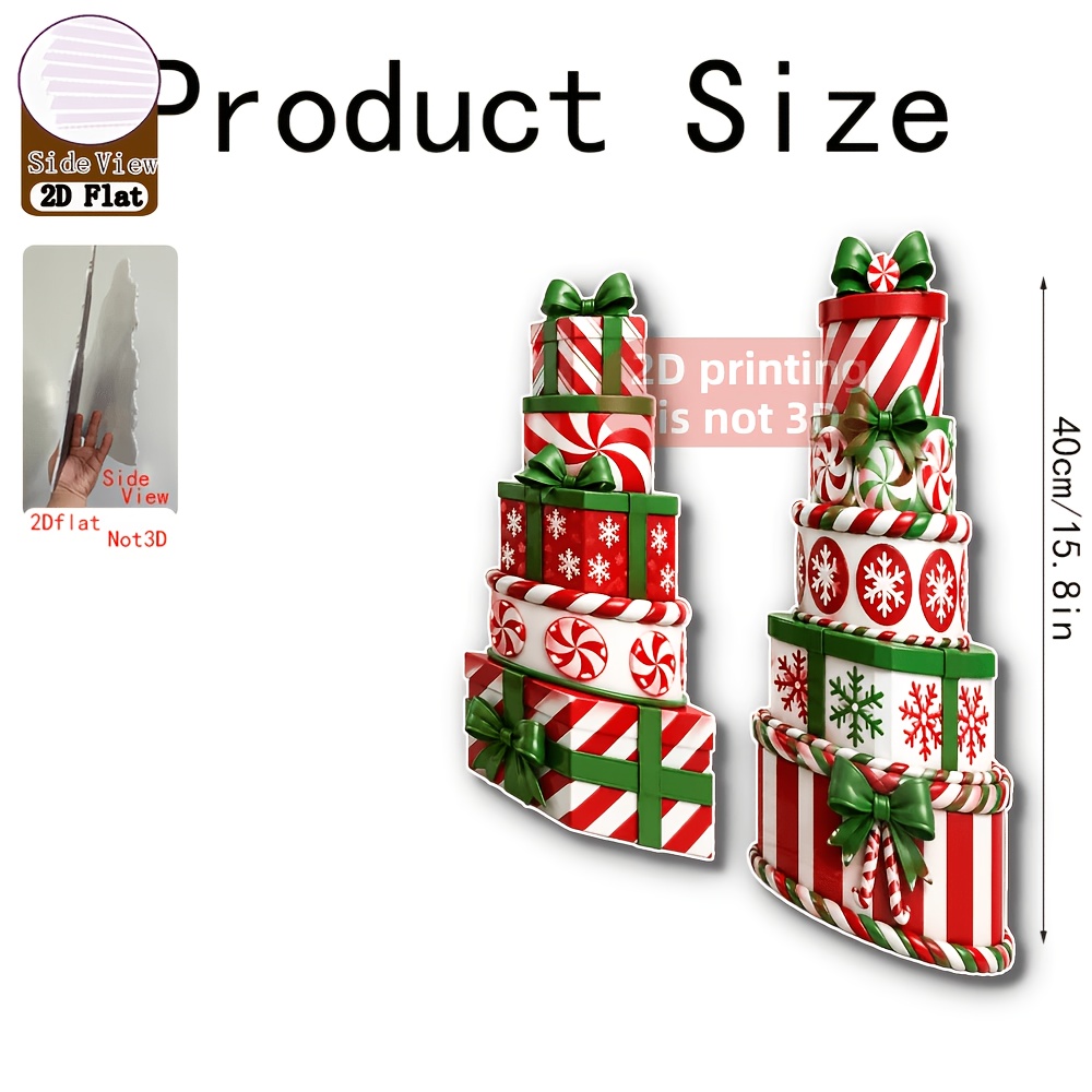 TEMU 2d Flat, Large-sized 2pcs Christmas Gift Decoration Logo, Winter Decoration, Plastic Gift Tower Shape, Outdoor Courtyard Lawn Decoration, Merry