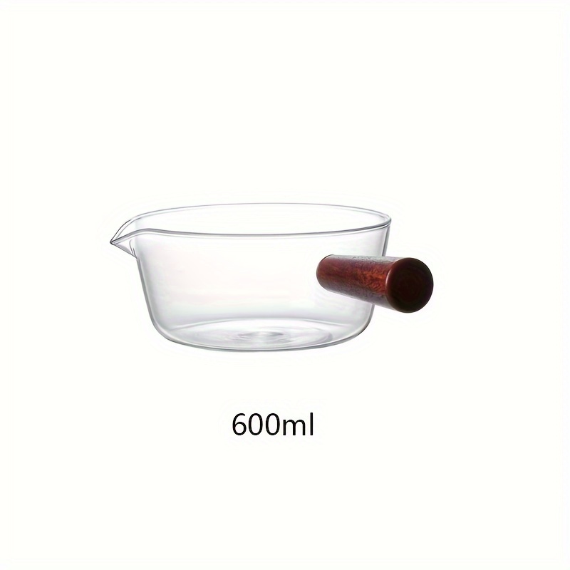 TEMU Large Single Handle Glass Pot, Capacity 600ml And 400ml, Glass Milk Pot Soup Pot, Transparent High Borosilicate Glass Pot Small Pot That Heated