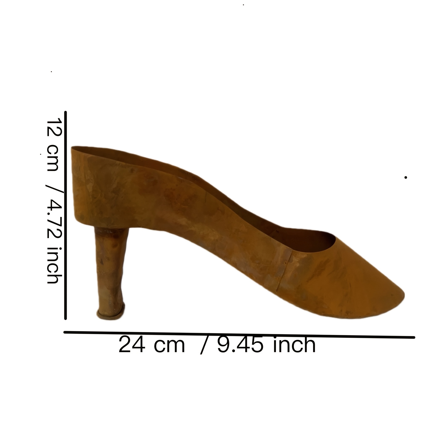 TEMU 1 Rusty High Heel Basket - Metal Art Decor With Greenery, Lightweight Oval Planter, Suitable For Indoor/outdoor Gardens, Patios, Or Tabletop