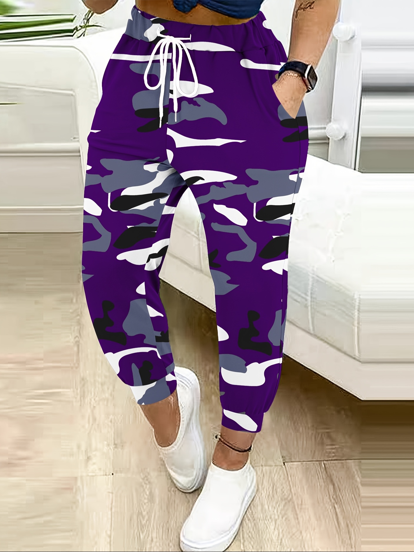 1pc womens fashion camo jogger pants polyester Temu Bahrain
