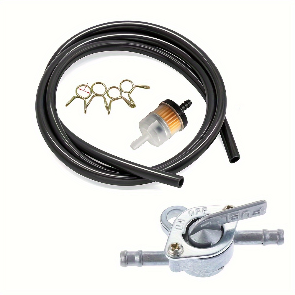 Image of 3.28ft Flexible Fuel Pipe Hose Tube Inline Gas Tank Switch Petcock Valve Filter Hose Clamp Kit, + Fuel Filter + Clip, Modification Repair Replacement For Most Motorcycles, Dirt Bikes, Atv